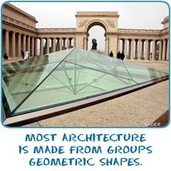 Most architecture is made from groups of geometric shapes.